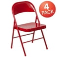 thumbnail image 2 of Flash Furniture 4 Pack HERCULES Series Double Braced Red Metal Folding Chair, 2 of 14