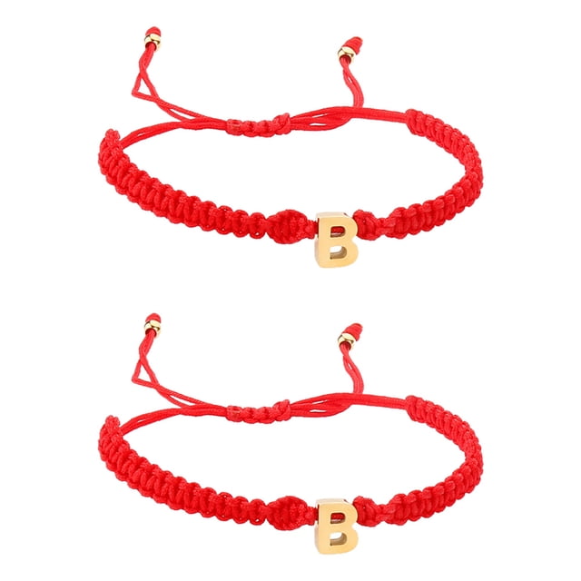 Pulsera de letras de acero inoxidable Cuerda de tracción de letras de hilo rojo tejida a mano