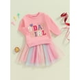 thumbnail image 3 of Suealasg Little Girls 2Pcs Birthday Outfits Long Sleeve Letter Embroidery Tops + Tutu Skirt Set 1T 2T 3T 4T 5T Toddler Baby Girls Fall Clothes, 3 of 7