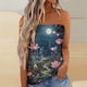 thumbnail image 2 of Tank Top Vestido Top de moda para mujer, camiseta sin mangas Bandeau sin tirantes a juego de colores, vacaciones de verano, camiseta holgada para vacaciones, blusa, (Dark Blue, XXL), 2 of 5