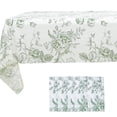thumbnail image 3 of Efavormart 5-Pack Rectangular Plastic Tablecloths 54"x108" – White with Sage Green French Toile Pattern, PVC Waterproof Disposable Covers, 3 of 4
