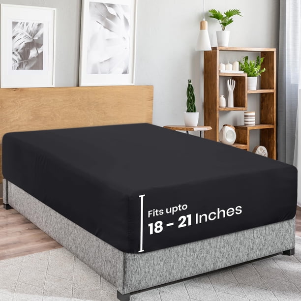 Sábana bajera Utopia Bedding Queen con bolsillo extra profundo, color negro