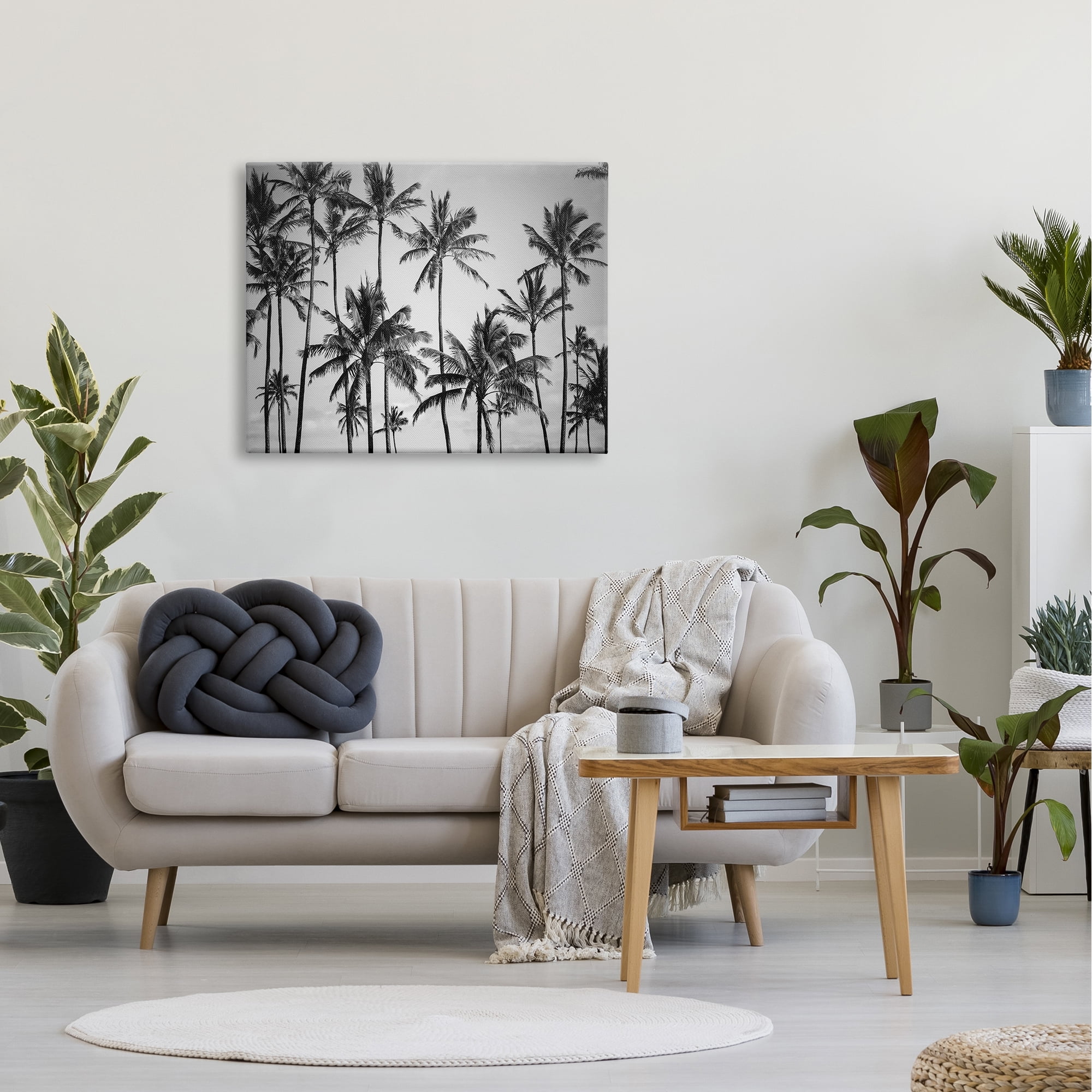 The Stupell Home Decor Collection Palm Trees Skyline Black and White Photography Canvas Wall Art