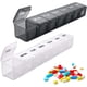 thumbnail image 1 of Paquete de 2 organizadores semanales grandes de pastillas – Planificador de vitaminas de 7 días y caja de medicamentos con compartimentos grandes – Sin BPA (negro + blanco), 1 of 5