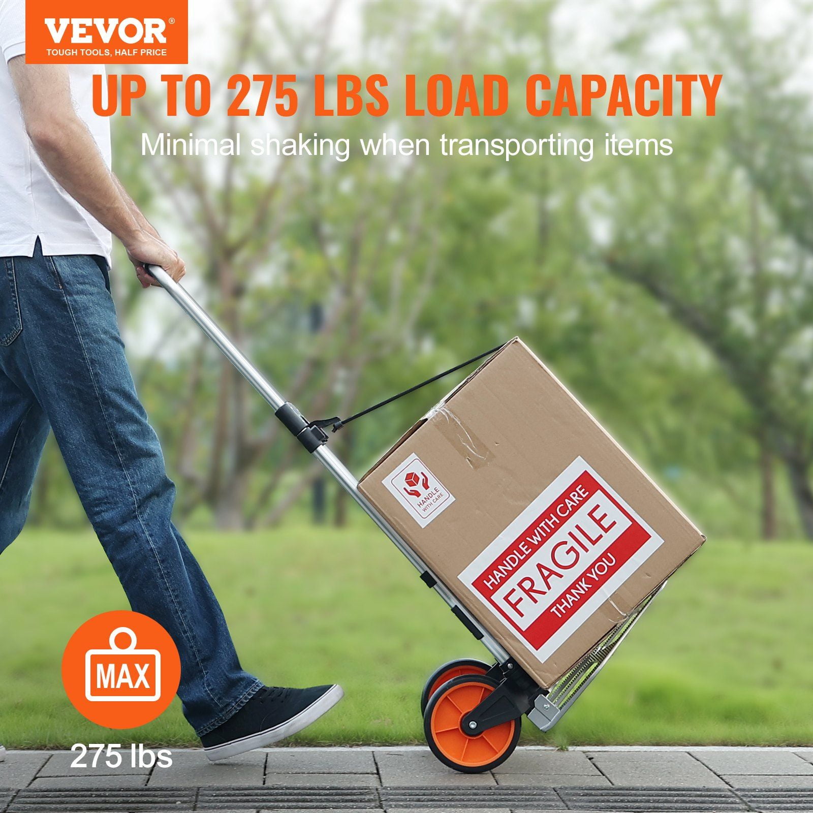 Folding Hand Truck 275 lbs Load Capacity Aluminum Portable Cart Convertible Hand Truck Dolly Telescoping Handle PP TPR Wheels Ultra Lightweight Super Strong Moving Warehouse