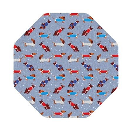 

Pofeuu winter Dachshund Print Leather Coasters Set of 6 Round Cups Mugs Mat Pad for Home Kitchen Heat Resistant Drink Coasters Octagon