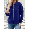 thumbnail image 3 of Women'S Zip Up Cardigan Sweater Hoodies Long Sleeve Jacket Outfits Crewneck Casual Coat Blue M, 3 of 8