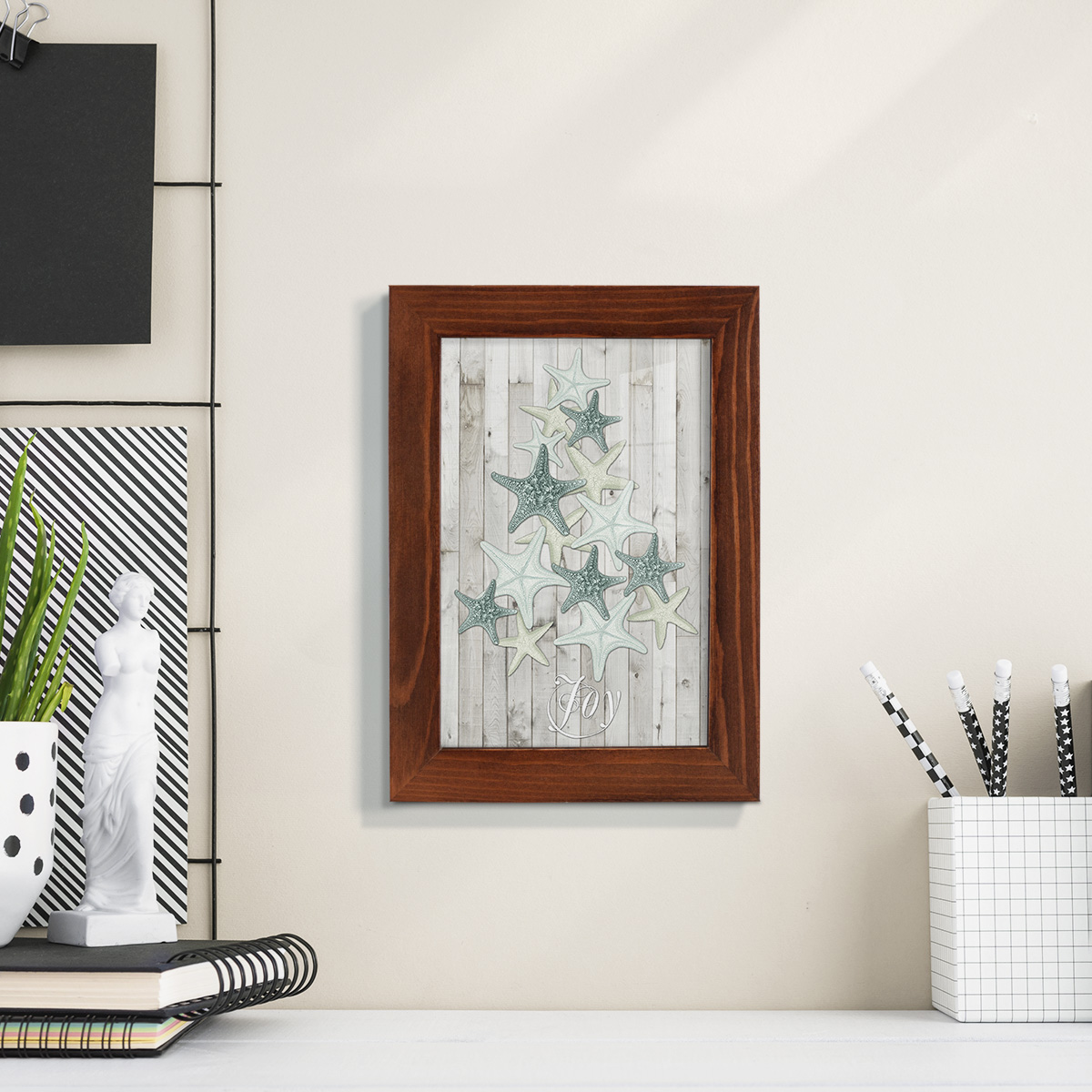 Coastal Christmas III -Framed Print w/glass-Chestnut