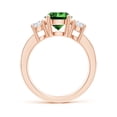 thumbnail image 2 of ANGARA Lab Grown 1.75 Ct Classic Three Stone Emerald and Lab Diamond Ring for Women in 14K Rose Gold (Size-8mm) | May Birthstone, Anniversary, Jewelry Gift for Women | Lab-Grown Emerald Ring, 2 of 9