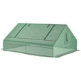 thumbnail image 7 of Outsunny 71" X 55" X 32" Mini Tunnel Greenhouse,Garden Planting Shed,Outdoor Flower Planter Warm House with Zipper Windows and Door,Green,Green Steel Garden Outdoor Sheds, 7 of 7
