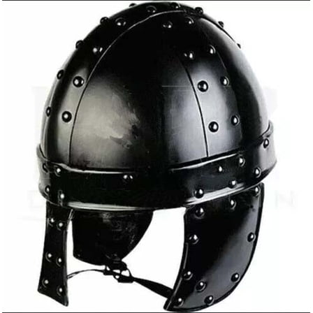 Black Darkened Norman Helmet 18GA Steel Medieval W/Leather Liner Halloween Gift