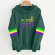 thumbnail image 1 of Uootdi Mardi Gras Womens Drawstring Hoodies for Women Carnival Crewneck Heart Print Hooded Long Sleeve Pullover Festive Color Block Loose Sweatshirts Gift, 1 of 5