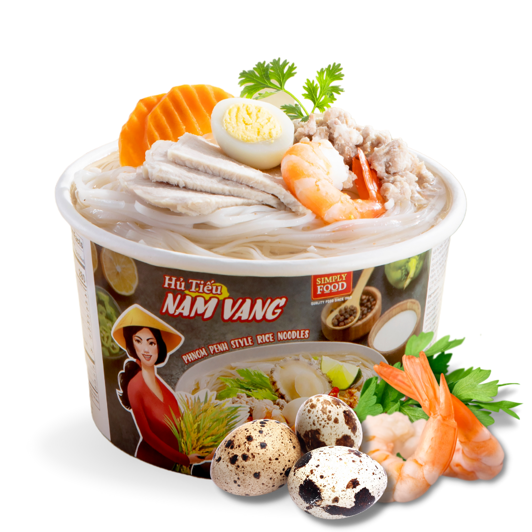 Instant Phnom Penh Rice Noodle (9 Bowls/Box) 1.99 per Bowl (80g), Fork Included by Simply Food