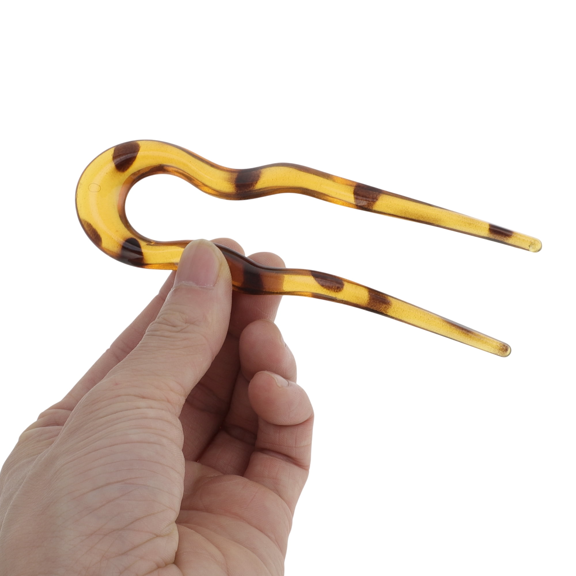 Unique Bargains Wave U-shaped Chignon Pin for Women 1 Pc Amber Yellow