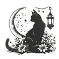 thumbnail image 2 of Pegatinas de pared con diseño de gato, y flores, accesorios de decoración de dibujos animados, calcomanías modernas extraíbles para TV, pared,, 2 of 9