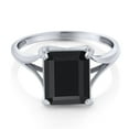 thumbnail image 3 of Gem Stone King 14K White Gold Black Onyx Women's Solitaire Engagement Ring (4.45 Cttw, Emerald Cut 11x9MM, Gemstone Birthstone), 3 of 6