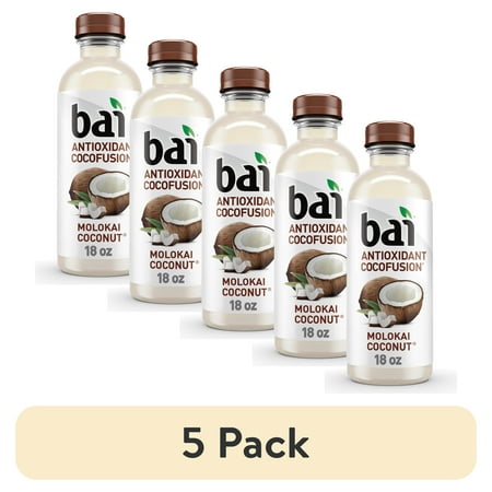 (5 pack) Bai Molokai Coconut Antioxidant Infused Flavored Water, 18 fl oz, Bottle