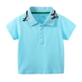 thumbnail image 2 of WOLLED Toddler Boys Short Sleeves T-Shirt Kids Summer Lapel Button Cotton Tee Shirt Baby Casual Cartoon Shirt Blouses for 1-8Y, 2 of 10