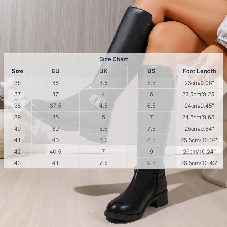 High Riding Patelal OKBOP Round Toe Womens Boots Knee-High Riding Zip-Up Medium Arch Slip ...
