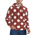thumbnail image 2 of Lsque Maroon And White Polka Dot Pattern Casual Men's Hoodie,Hooded Sweatshirt with Kangaroo Pocket,Pullover Hoodie-Small, 2 of 7