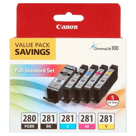 Canon PGI-280 Black & CLI-281 Black, Cyan, Magenta & Yellow Inkjet Print Cartridge (2075C006)