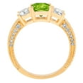 thumbnail image 2 of 3.61 ct Emerald Cut Natural Peridot 3 Stone 14K Yellow Gold Womens Engagement Ring, 2 of 5
