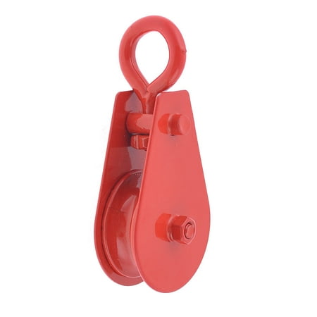 Unique Bargains Red 48mm Diameter Single Sheave Swivel Eye Rope Pulley Tackle Rigging