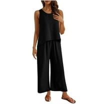ameIAEA 2 Piece Sets for Women Summer Sleeveless Tank Tops Wide Leg Pants Beach Vacation Outfits