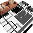 thumbnail image 2 of Abstract Lines Art Washable Living Room Rugs 8'x10', Black White Grey Geometric Modern Low Pile Throw Large Area Rug Non-Slip Sturdy Edge Binding Carpet for Bedroom Dining Room Office, 2 of 9