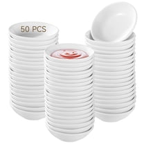 50 PCS Round Ceramic Sauce Bowls, 2.9 x 1 in Ceramic Dipping Sauce Cups, Small Seasoning Dish Sauce Container, Prep Appetizer Plate, Condiment Holder Bowl for Home Restaurant Party
