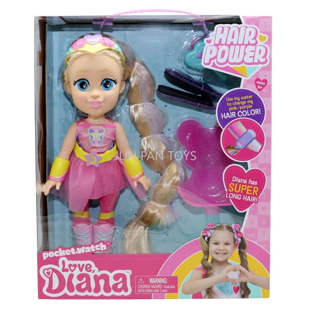 Reloj de bolsillo Love Diana Hair Power Mashups Dos conjuntos en uno Linda muñeca de moda Figura de acción Juguetes coleccionables para niños Regalos