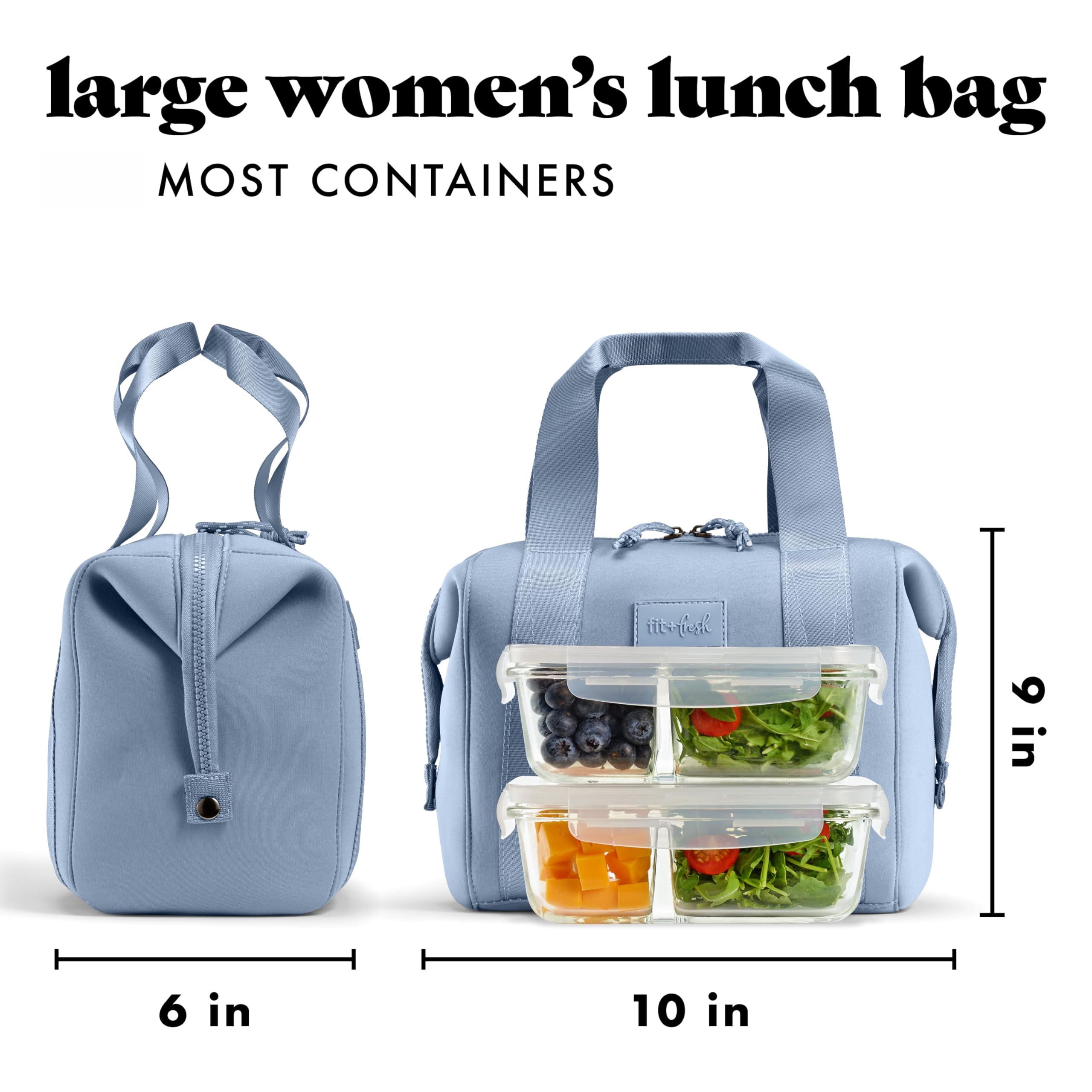 Remi Lunch Bag For Women Work - Neoprene Tote With Containers Ice Pack  Reusable Meal Prep Box Large Capacity Machine Washable Slate