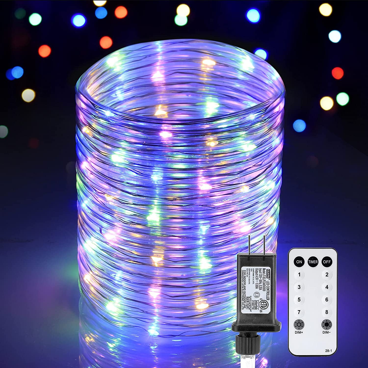Ollny Outdoor Rope Lights Plug in,120 Led Lights Strip Tube Lights,Color Fairy 