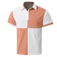 thumbnail image 5 of RMGVDSD Men's Polo Shirts Men Color Blocked Casual Loose Comfortable Trendy Business Shirt Button Lapel Short Sleeve Polo Shirt Fashion Knit Golf Shirt, 5 of 9