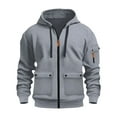 thumbnail image 3 of Dxzfnsa Men's Hoodies Casual Long Sleeve Cargo Jackets for Men Full Zipper Solid Color Sweatshirts with Multiple Pockets Sports Training Loose Hooded Coats, 3 of 3
