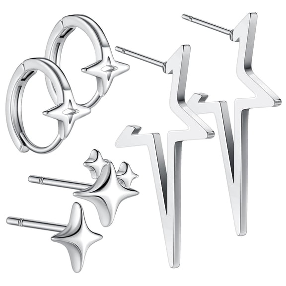 Lsupdaol 3 Pcs Star Earrings Set Y2k Goth Punk Grunge Emo Earrings Star Shape Jewelry Cute Studs Halloween Jewelry for Women