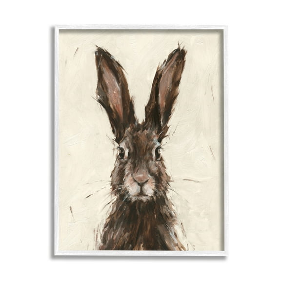 Stupell Industries Brown European Rabbit Hare Portrait Painting Framed Art Print Wall Art, 11x14, By Ethan Harper