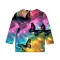 thumbnail image 5 of Ugoldhm Girls Tees Butterfly Printed Crewneck Casual Tops Pullover Summer Fall Kids Shirts, 5 of 5