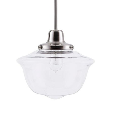 Lavagna Pendant Light With Led Edison Bulb Included Brushed Nickel Schoolhouse Stem Hung Fixture Adjustable Height And Clear Glass Shade Ul - Edison Pendant Light Brushed Nickel Lavagna Pendant Light With Led Edison Bulb Included Brushed Nickel Schoolhouse Stem Hung Fixture Adjustable Height And Clear Glass Shade Ul - Edison Pendant Light Brushed Nickel