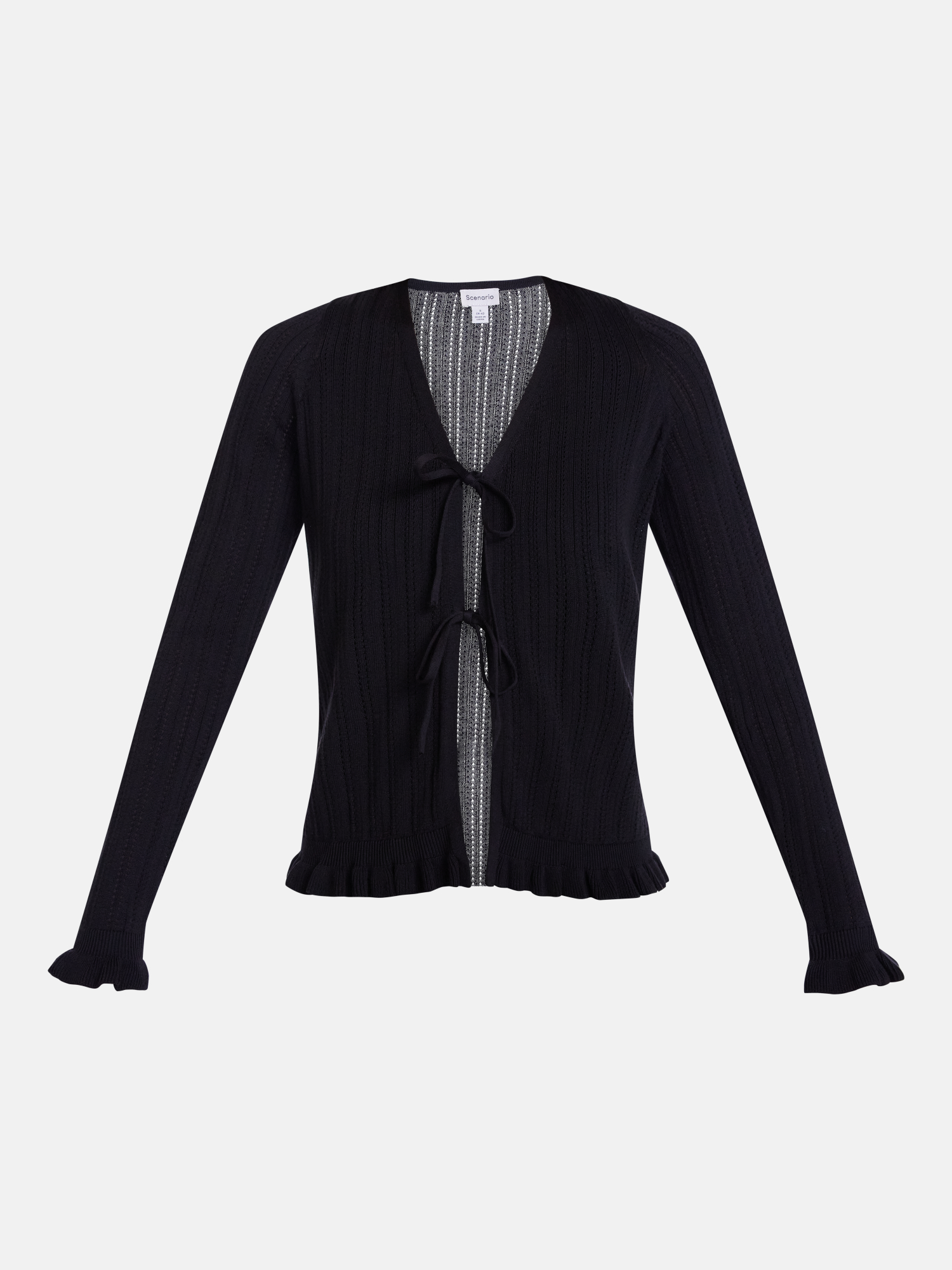 Scenario Women's Eyelet Tie-Front Cardigan Lightweight photo 6