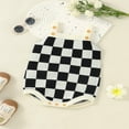 thumbnail image 2 of PENGXIANG Infant Baby Girl Knitted Jumpsuit Casual Summer Checkerboard Print Sleeveless Rompers, 2 of 7