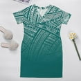 thumbnail image 2 of Summer V-Neck Short-Sleeved Dress Home Loose Skirt Polynesian Vintage Pattern Design Pocket Dress Party Dress, 2 of 6