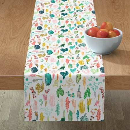 

Cotton Sateen Table Runner 90 - Taupe Vegetables Spring Food Kitchen Carrot Cooking Veggies Summer Plants Garden Print Custom Table Linens by Spoonflower
