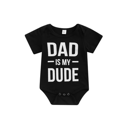 

Canrulo Newborn Baby Boys Girls Romper Clothing Short Sleeve Letter/Animal Printed Button Jumpsuits Black 3-6 Months