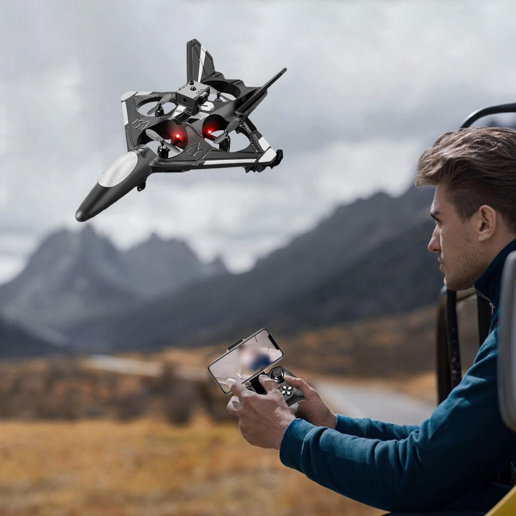 KMWGRE RC Plane Helicopter Quadcopter Foam RC Airplane 2.4GHz Remote Control Jet Fighter with Light 6CH Obstacle Avoidance RC Airplane with 3D Flips Gravity Sensing Auto Hovering for Kids