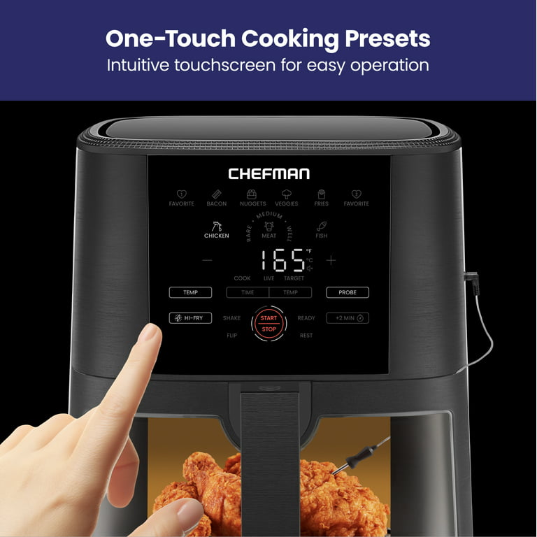 Chefman Turbofry Digital Touch Dual Basket Air Fryer, XL 9 Qt, 1500W, Black