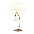 thumbnail image 2 of 29" Gold Metal Two Light Arched Table Lamp With White Drum Shade, 2 of 6