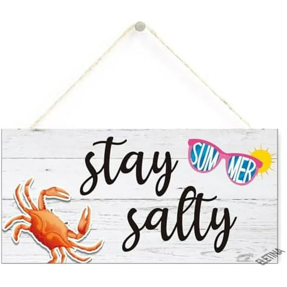 Rustic Wooden Signs Stay Salty Sign Wall Art Decor Kitchen Cafe Pub Decor Gift 6x12 INCH