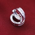thumbnail image 5 of Opolski Fashion Men's Silver Plated Small Round Square Rhinestone Hoop Huggie Earrings, 5 of 7