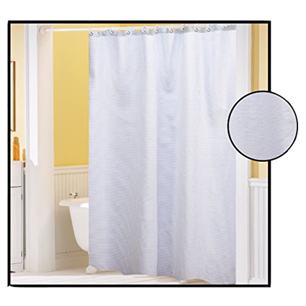 Royal Bath Waffle Weave Textured Fabric Shower Curtain with Metal